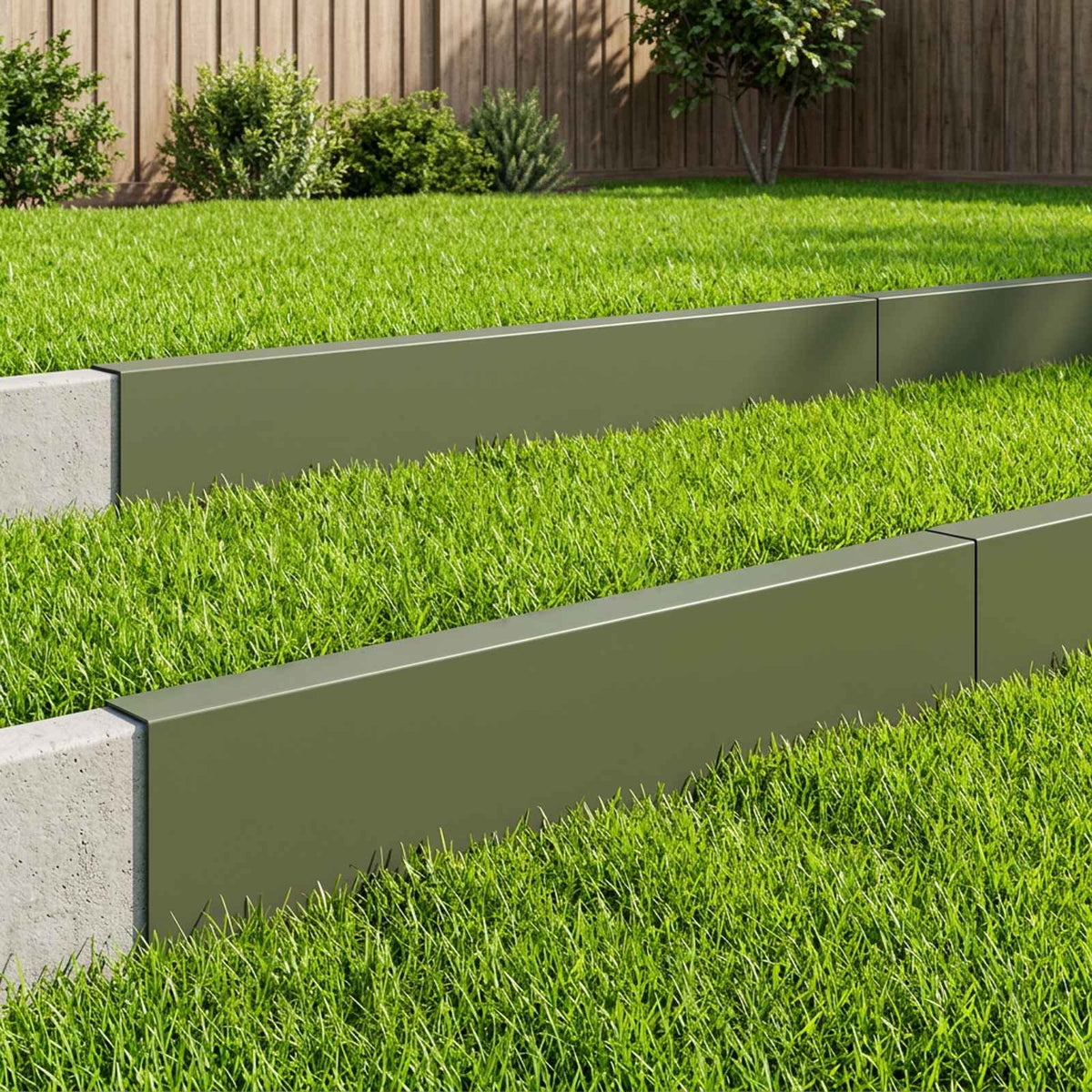 Garden Cover Profile 100 x 5 x 15 cm Steel 10 pcs Olive green