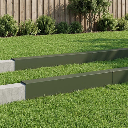 Garden Cover Profile 100 x 20 x 15 cm Steel 10 pcs Olive green