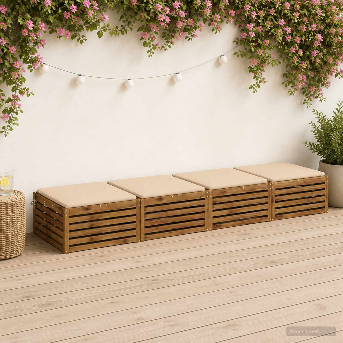vidaXL 4-Piece Seat Cushions SOEST 4 pcs 100% Polyester Cream 1