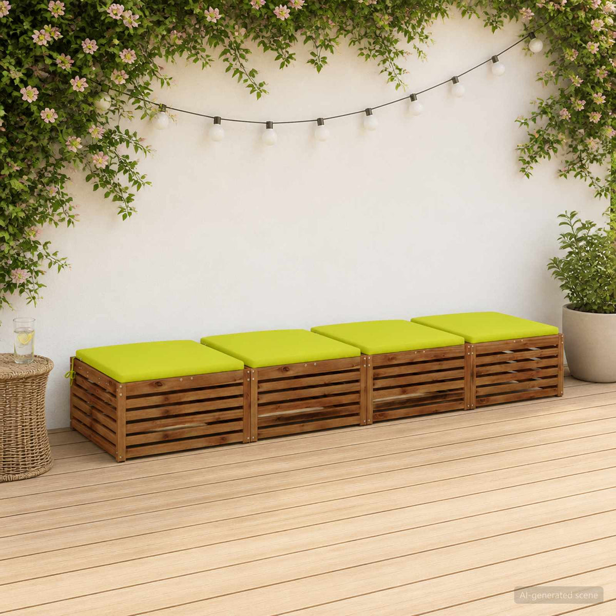 vidaXL Seat Cushions SOEST 4 pcs 100% Polyester Bright Green 1