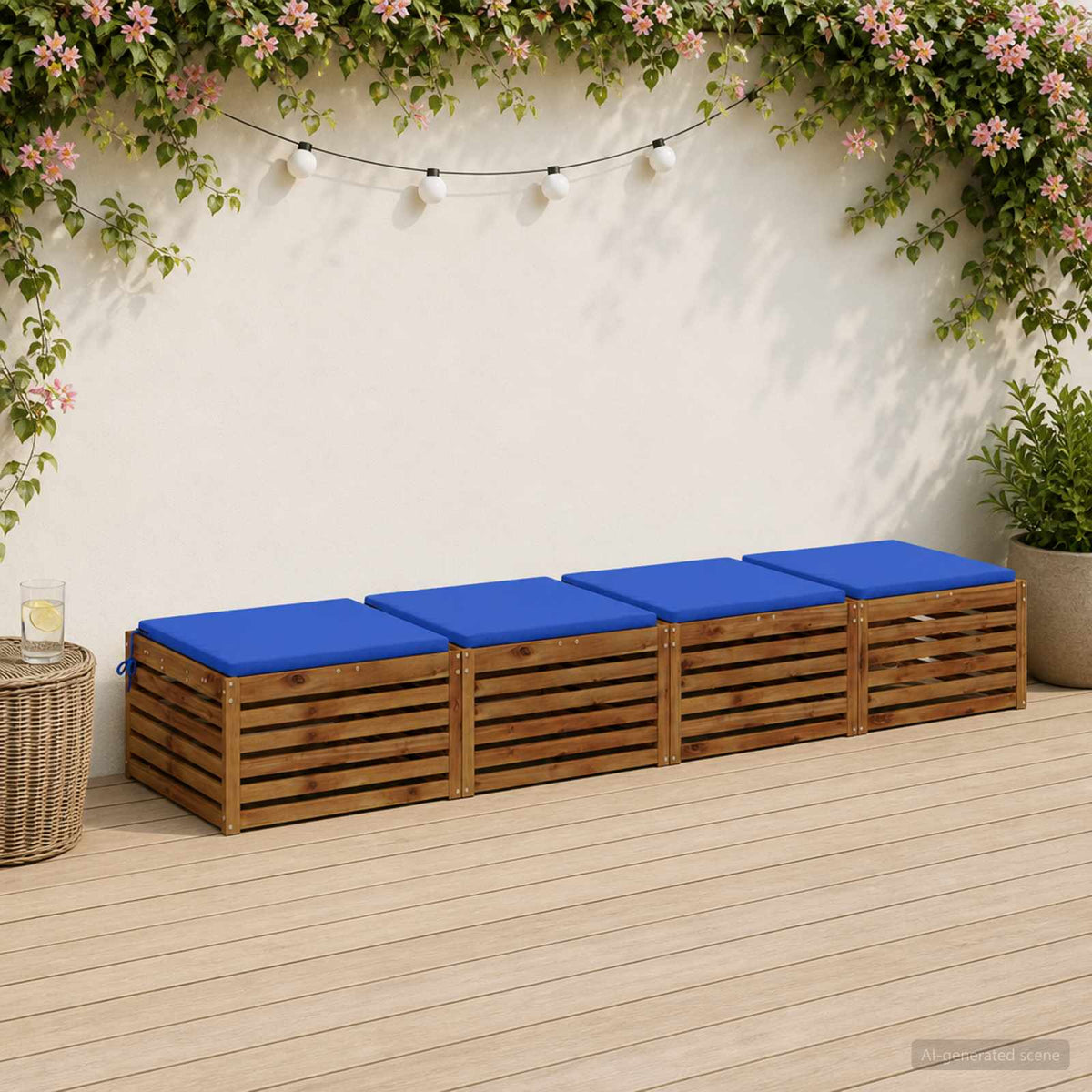 Seat Cushions SOEST 100% Polyester Red 80 x 80 x 3 cm 4 Height 3 cm Width 80 cm Red (melange)–Wine red (polyester) Royal blue (polyester)
