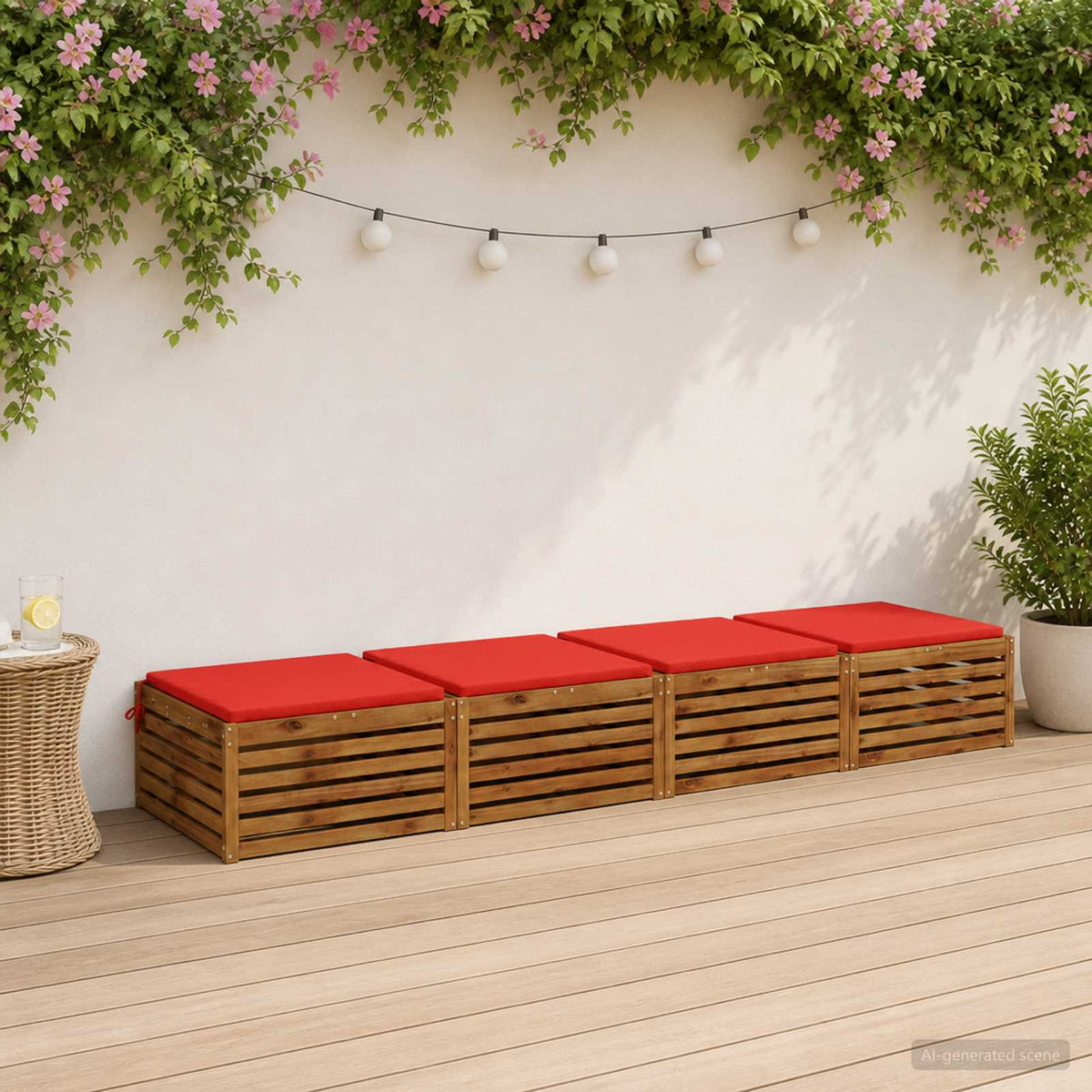 vidaXL Seat Cushions SOEST 4 pcs 100% Polyester Red 80 x 80 x 3 cm 1