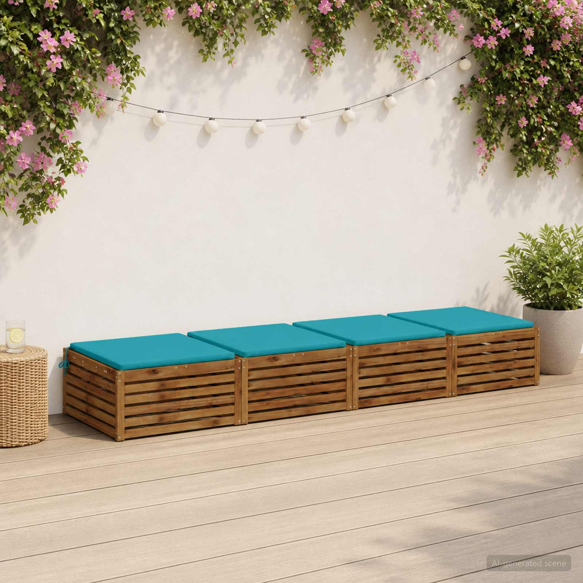 vidaXL Seat Cushions SOEST 4 pcs 100% Polyester Turquoise 1