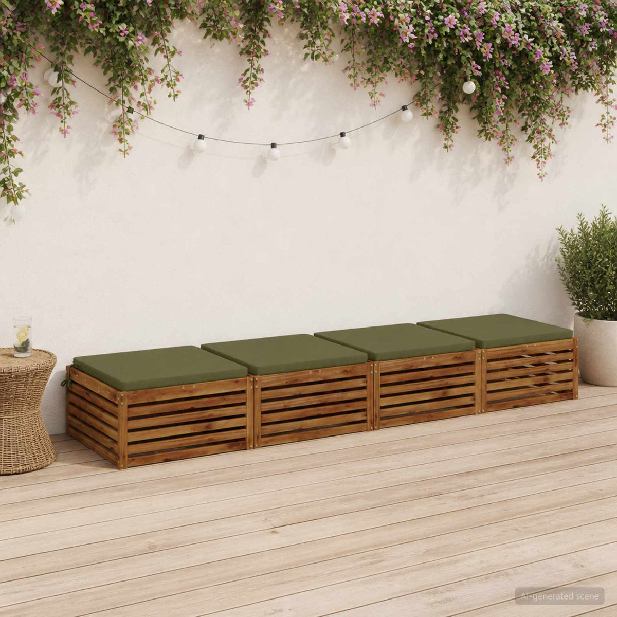 vidaXL 4-Piece Seat Cushions SOEST 4 pcs 100% Polyester Olive Green 1