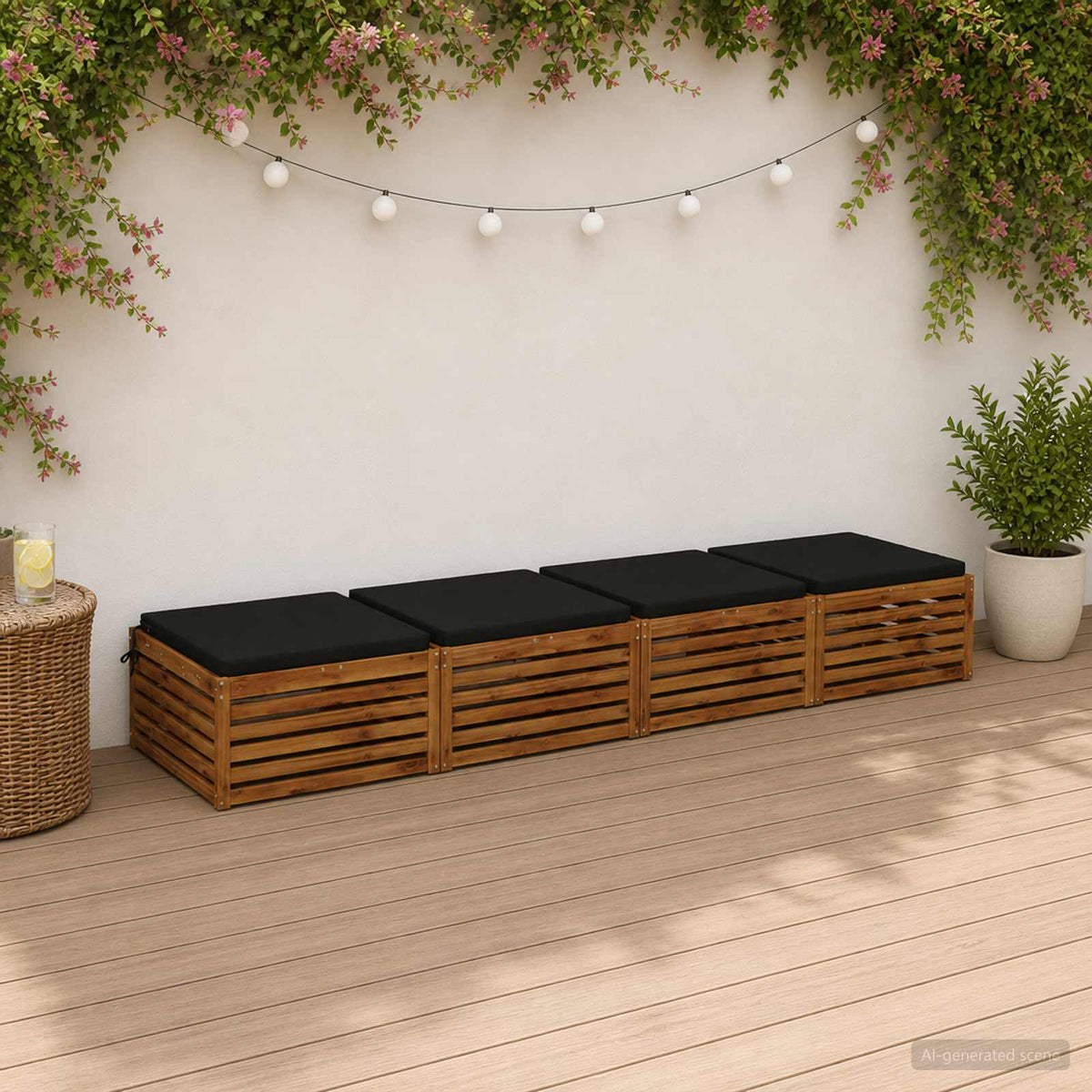 Seat Cushions SOEST 100% Polyester Anthracite 4 Height 5 cm Width 80 cm Anthracite (melange)–Pink (polyester) Black (melange)