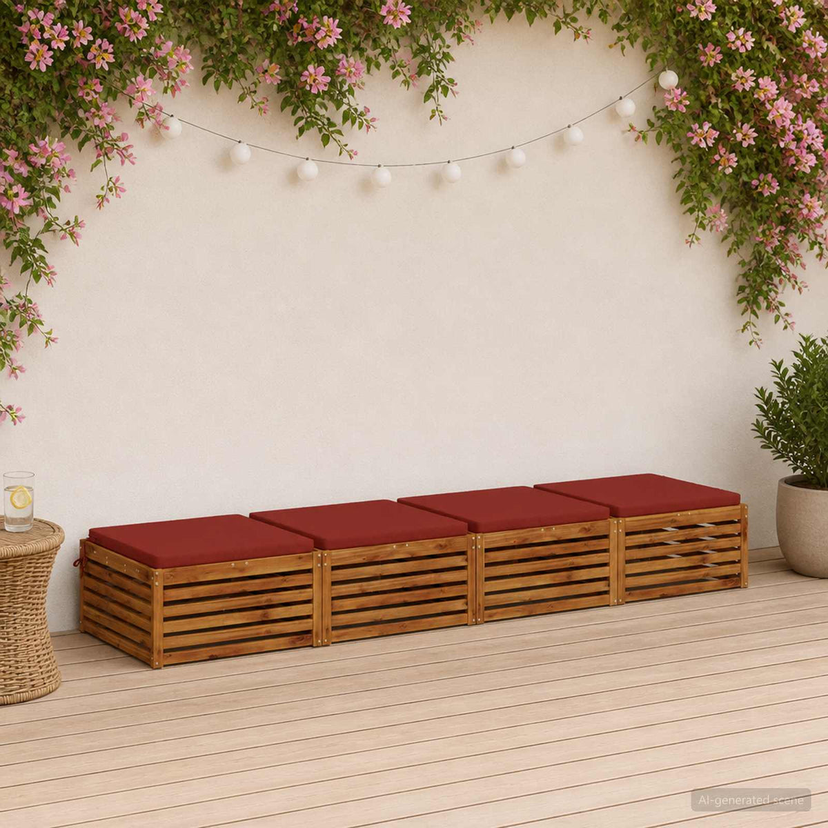 vidaXL 4-Piece Seat Cushions SOEST 4 pcs 100% Polyester Red 1