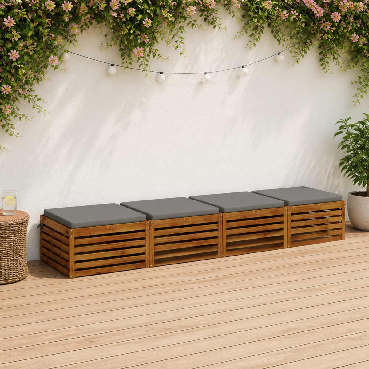 Seat Cushions SOEST 100% Polyester Anthracite 4 Height 5 cm Width 80 cm Anthracite (melange)–Pink (polyester) Grey (melange)