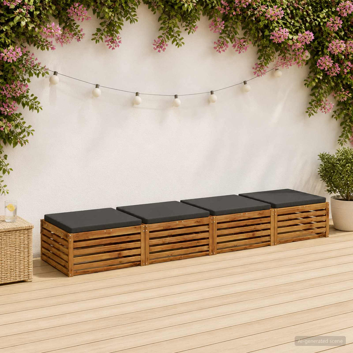 Seat Cushions SOEST 100% Polyester Anthracite 4 Height 5 cm Width 80 cm Anthracite (melange)–Pink (polyester) Anthracite (polyester)