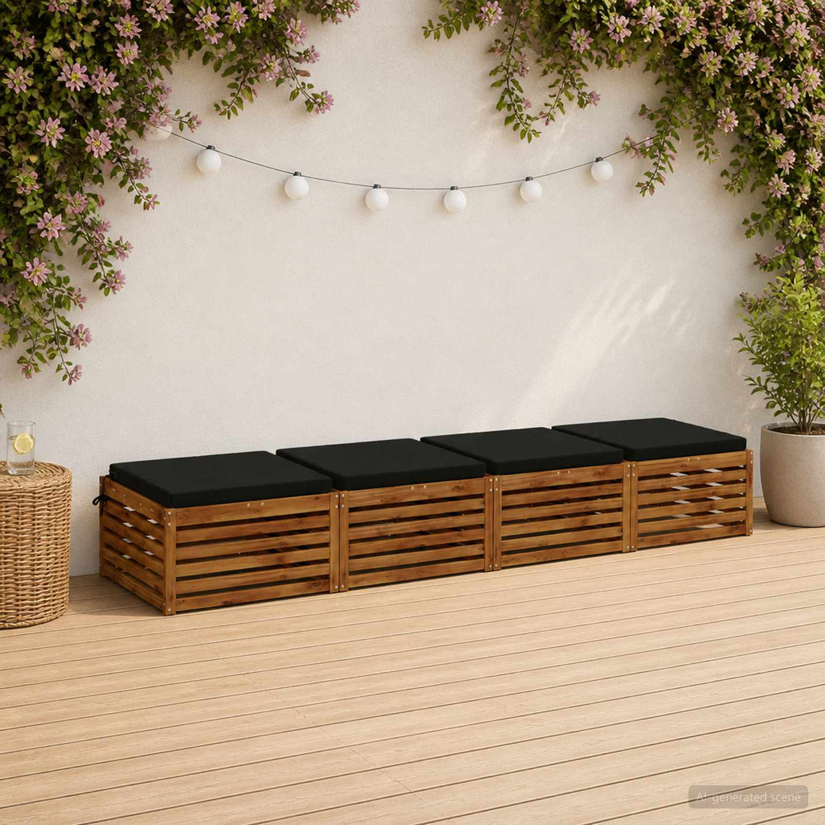 vidaXL Seat Cushions SOEST 4 pcs 100% Polyester Black 80 x 80 x 5 cm 1