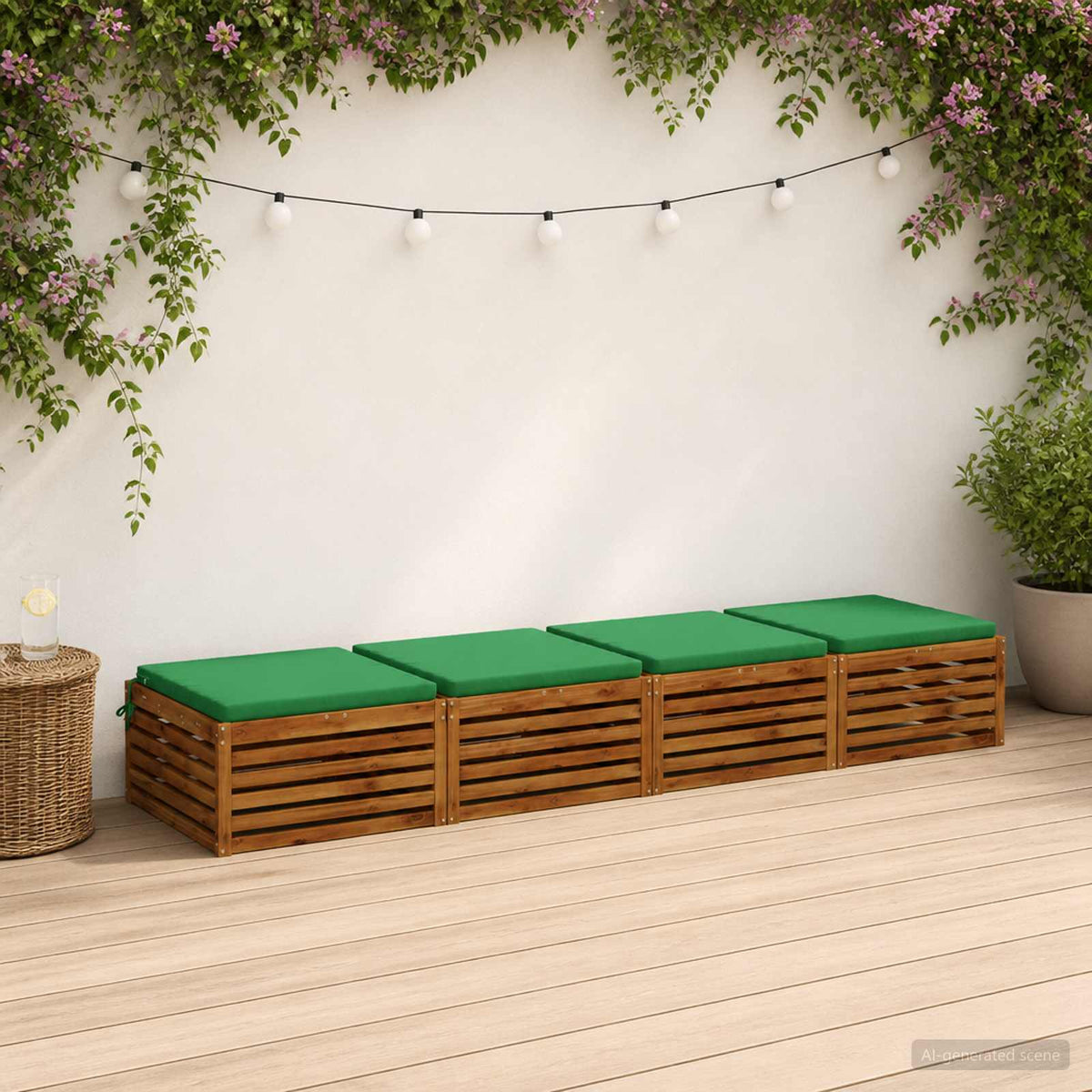 Seat Cushions SOEST 100% Polyester Anthracite 4 Height 5 cm Width 80 cm Anthracite (melange)–Pink (polyester) Green (polyester)