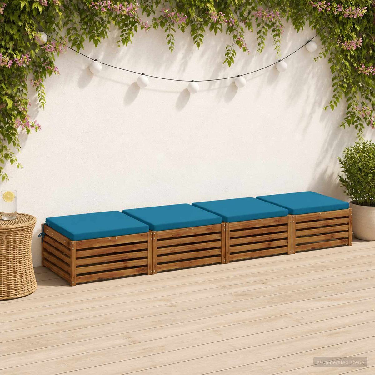 vidaXL Seat Cushions SOEST 4 pcs 100% Polyester Light Blue 1