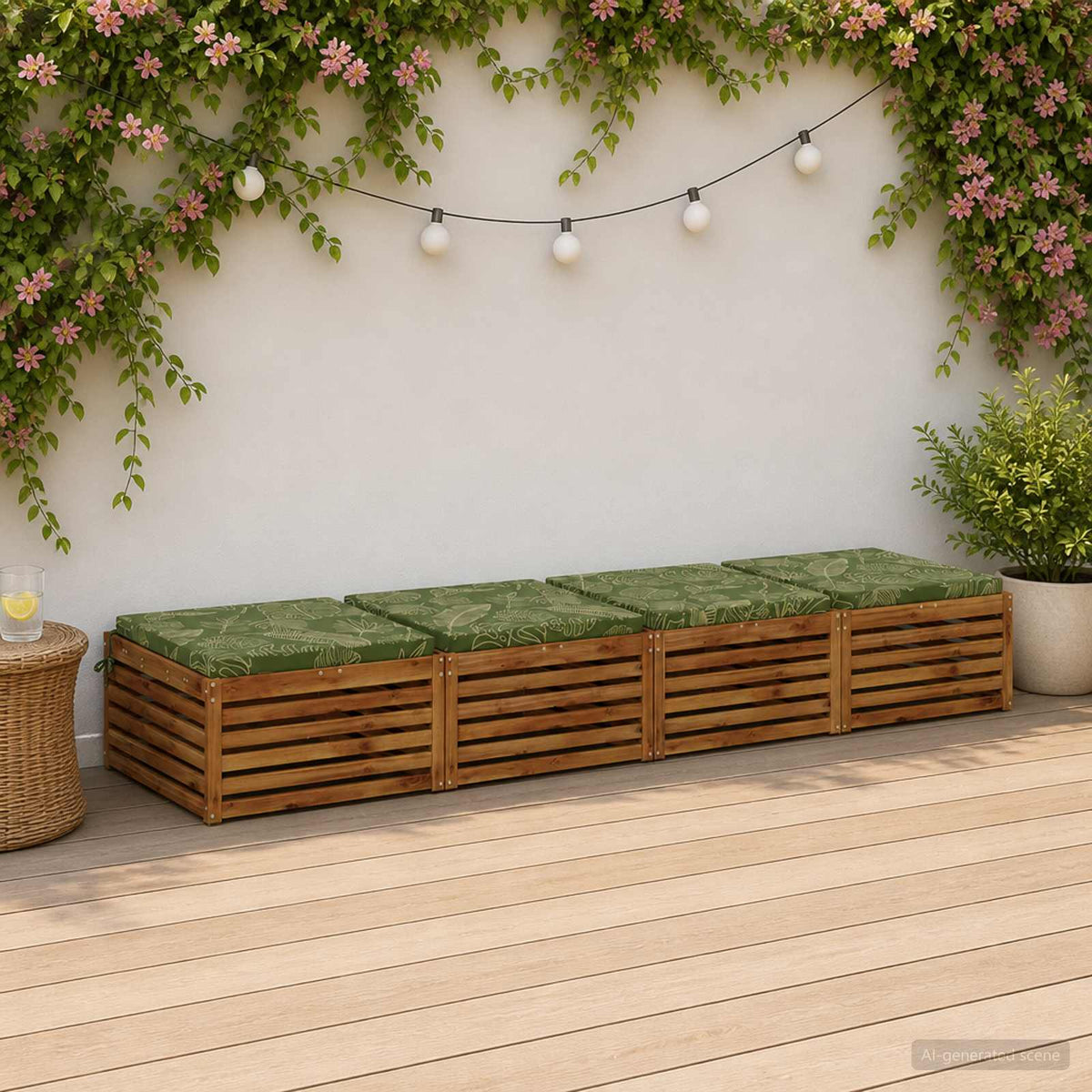 Seat Cushions SOEST 100% Polyester Anthracite 4 Height 5 cm Width 80 cm Anthracite (melange)–Pink (polyester) Leaf design (polyester)