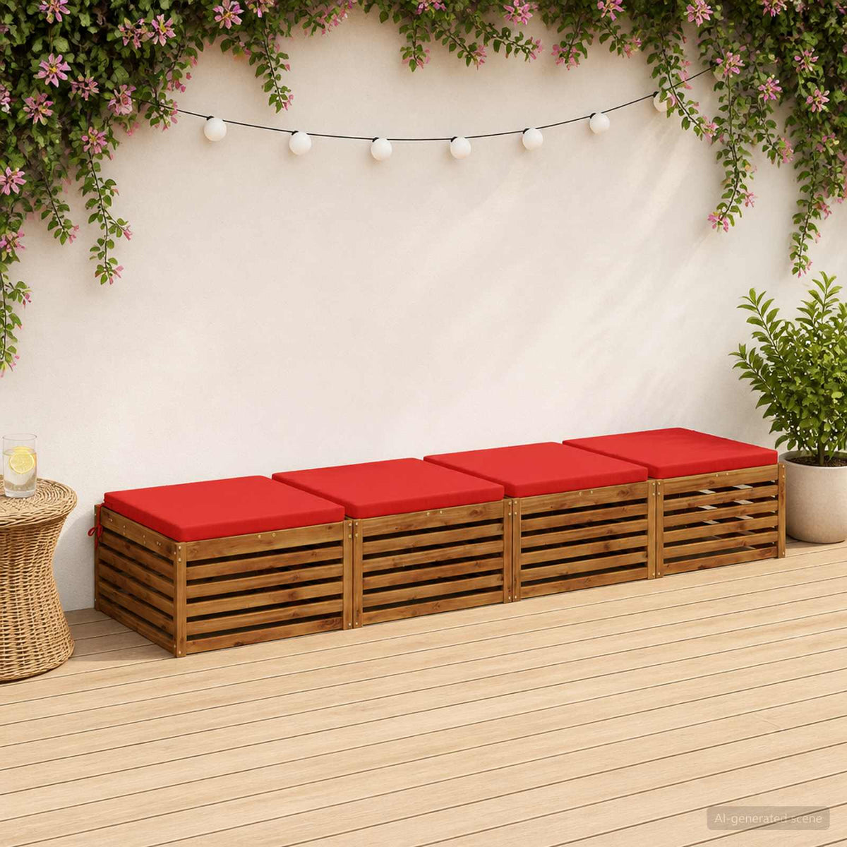 vidaXL Seat Cushions SOEST 4 pcs 100% Polyester Red 80 x 80 x 5 cm 1