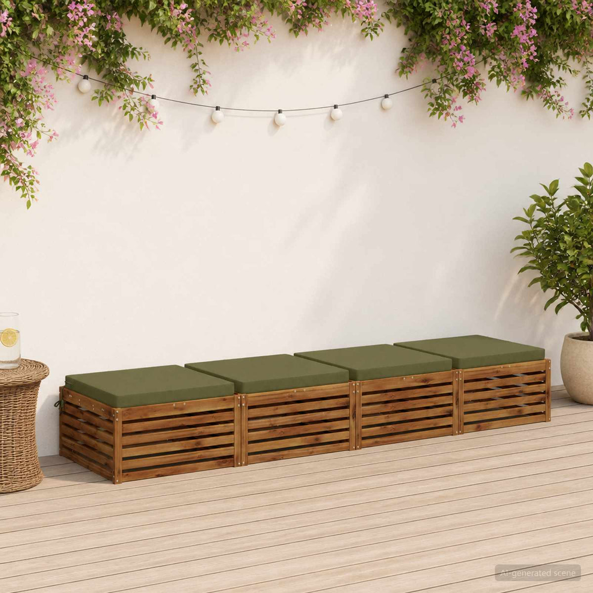 vidaXL 4-Piece Seat Cushions SOEST 4 pcs 100% Polyester Olive Green 1