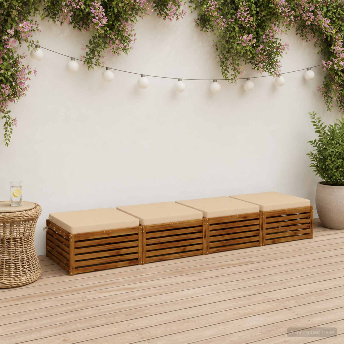 vidaXL 4-Piece Seat Cushions SOEST 4 pcs 100% Polyester Cream 1