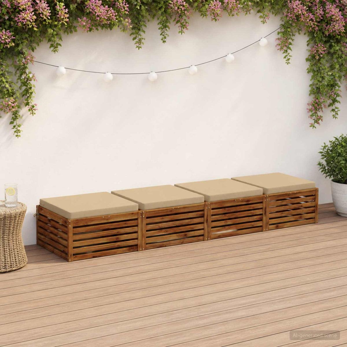vidaXL 4-Piece Seat Cushions SOEST 4 pcs 100% Polyester Beige 1