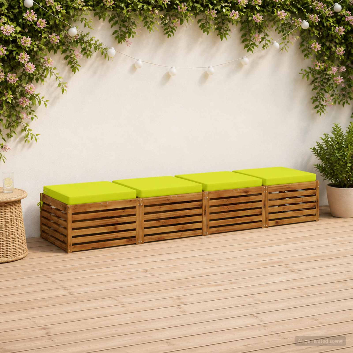 vidaXL 4-Piece Seat Cushions SOEST 4 pcs 100% Polyester Bright Green 1
