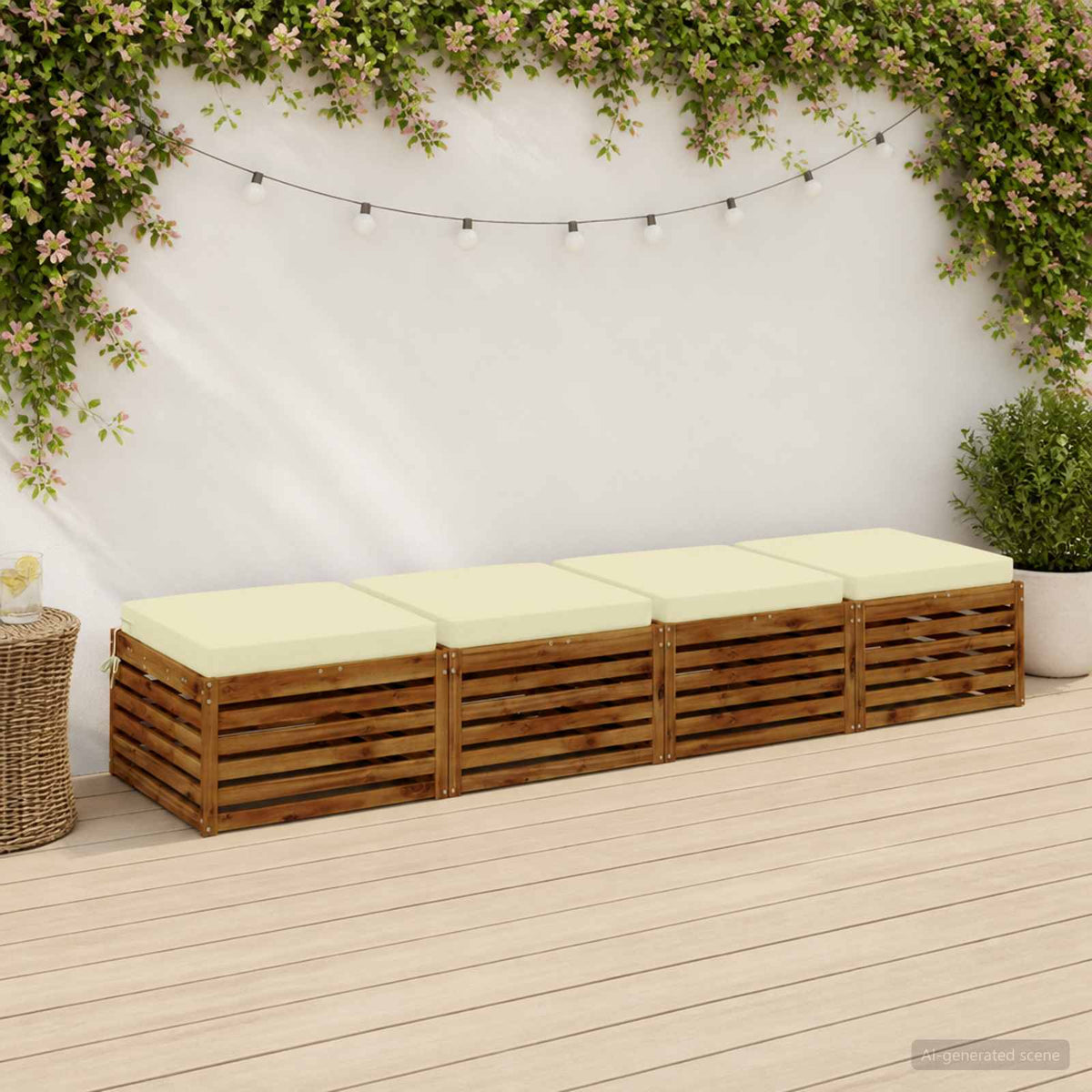 vidaXL 4-Piece Seat Cushions SOEST 4 pcs 100% Polyester Cream 1