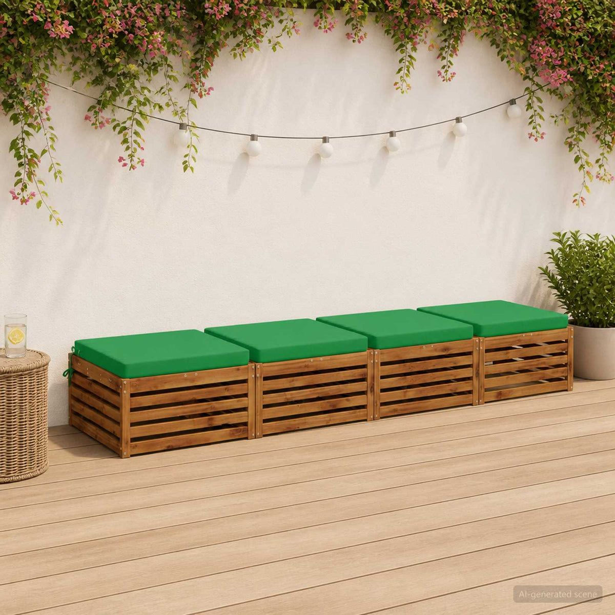 vidaXL 4-Piece Seat Cushions SOEST 4 pcs 100% Polyester Green 1