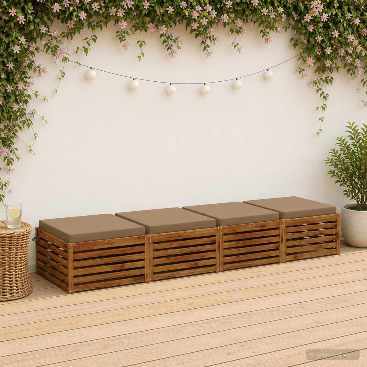 vidaXL 4-Piece Seat Cushions SOEST 4 pcs 100% Polyester Taupe 1