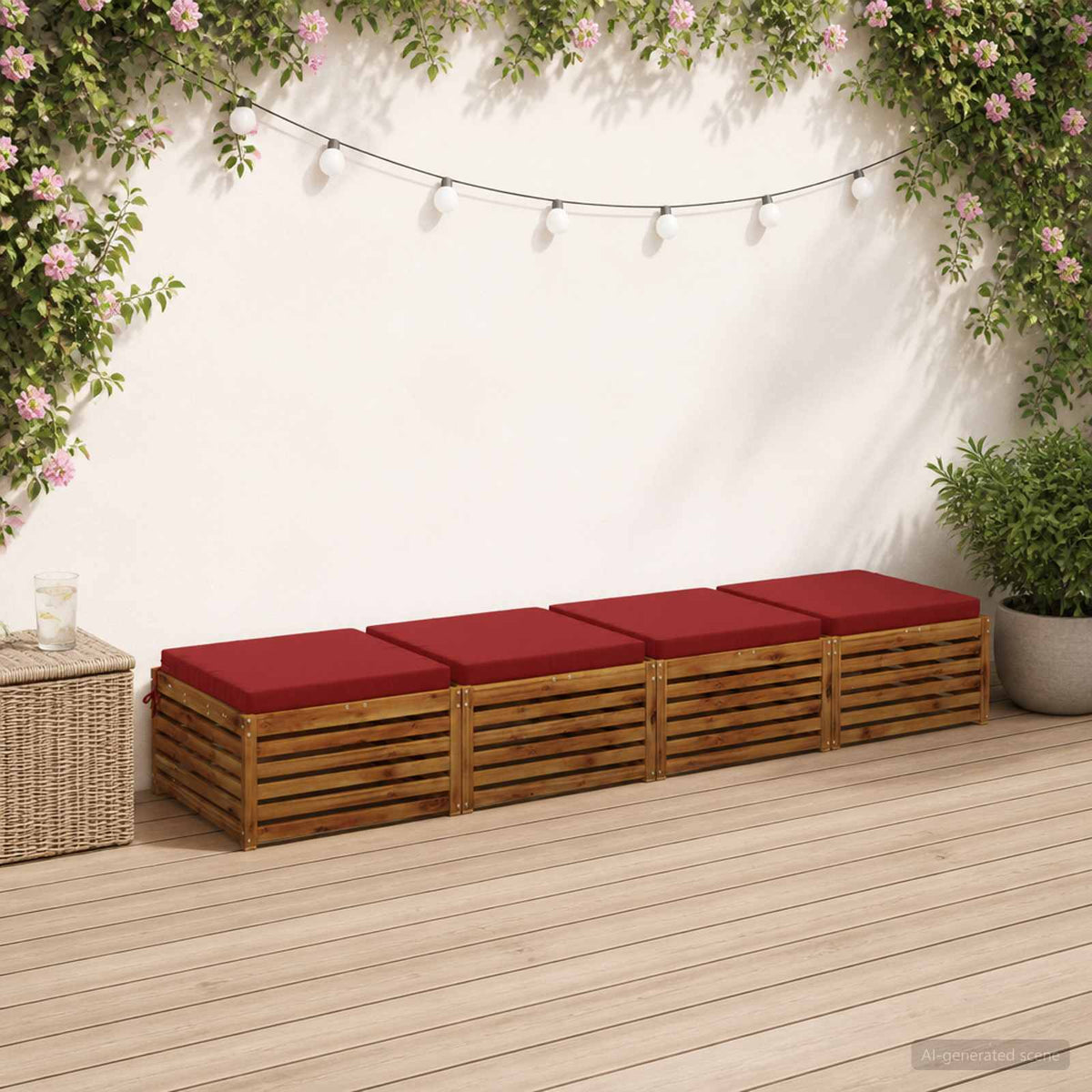 vidaXL 4-Piece Seat Cushions SOEST 4 pcs 100% Polyester Wine Red 1