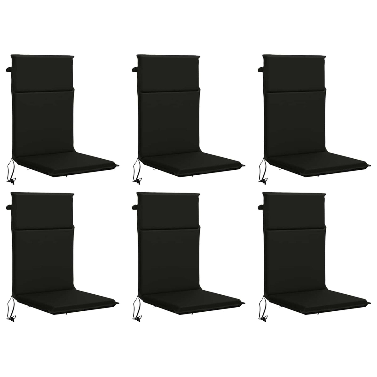 vidaXL High Back Chair Cushion GEMERT 6 pcs 100% Polyester Black 2