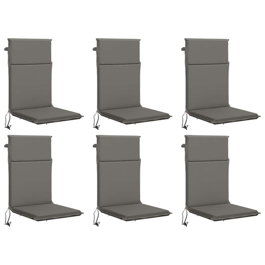 vidaXL High Back Chair Cushion GEMERT 6 pcs 100% Polyester Grey 2