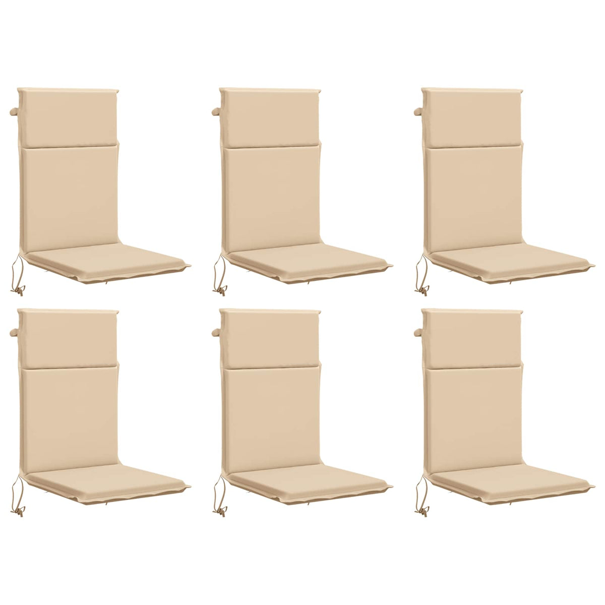 vidaXL High Back Chair Cushion GEMERT 6 pcs 100% Polyester Cream 2