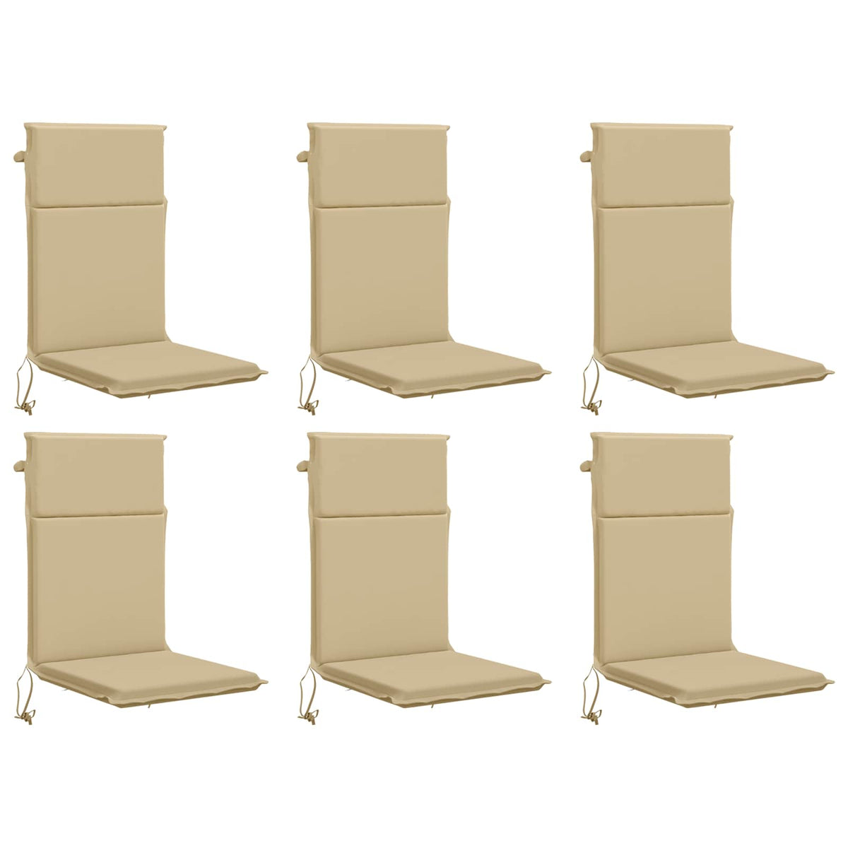vidaXL High Back Chair Cushion GEMERT 6 pcs 100% Polyester Beige 2