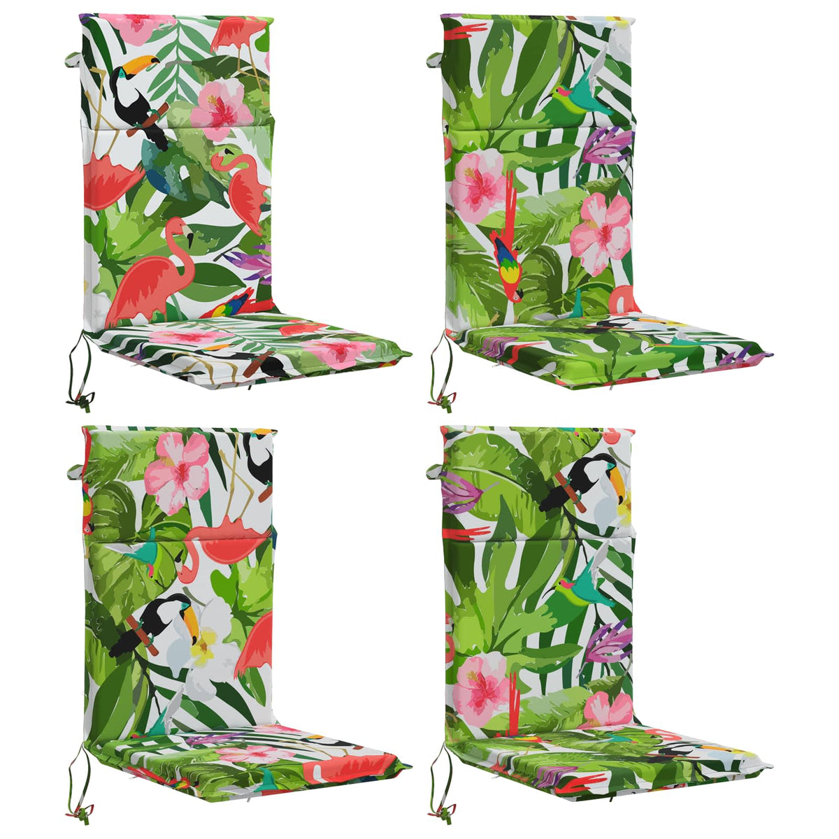 vidaXL High Back Chair Cushion GEMERT 4 pcs 100% Polyester Multicolour 2