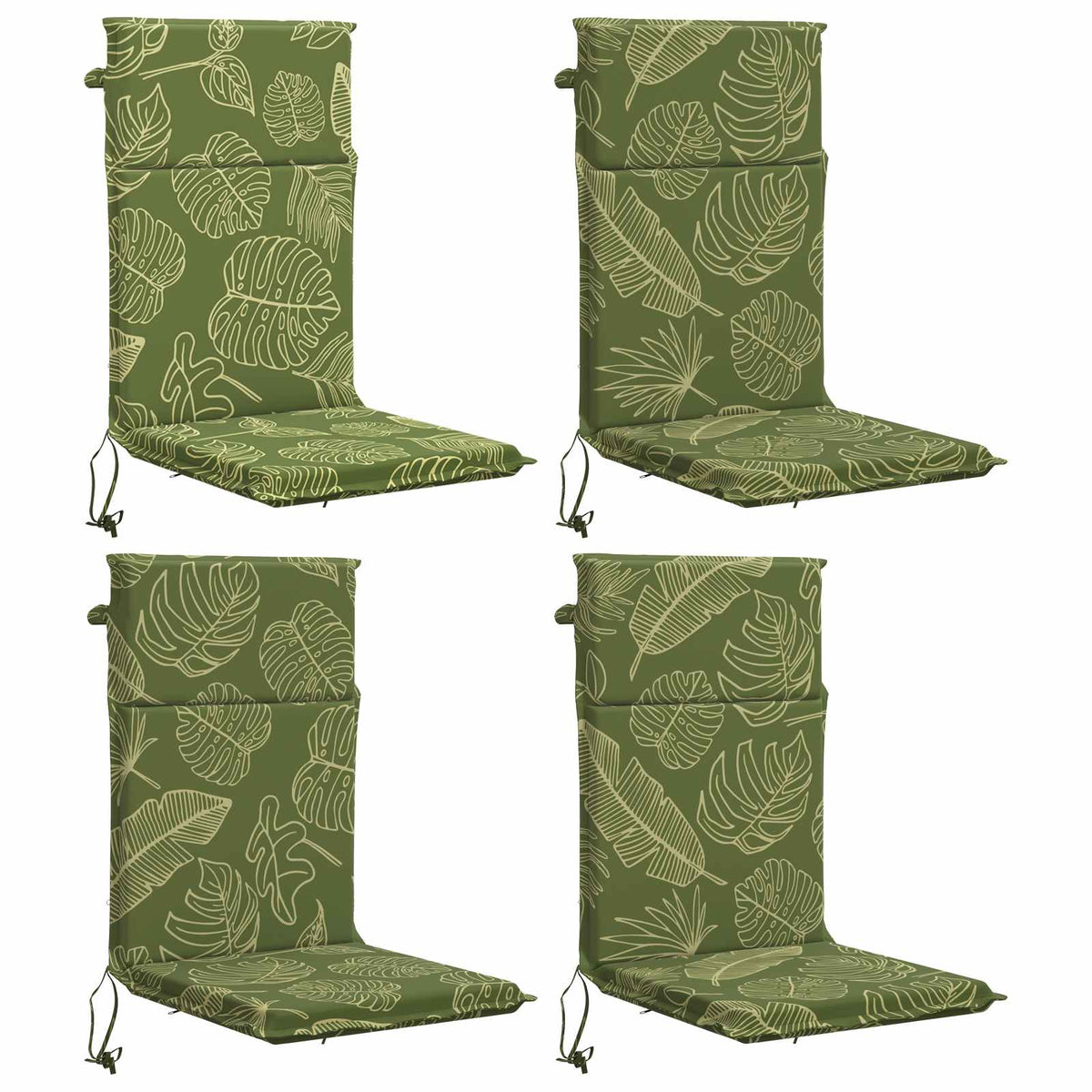 vidaXL High Back Chair Cushion GEMERT 4 pcs 100% Polyester Leaf Design 2