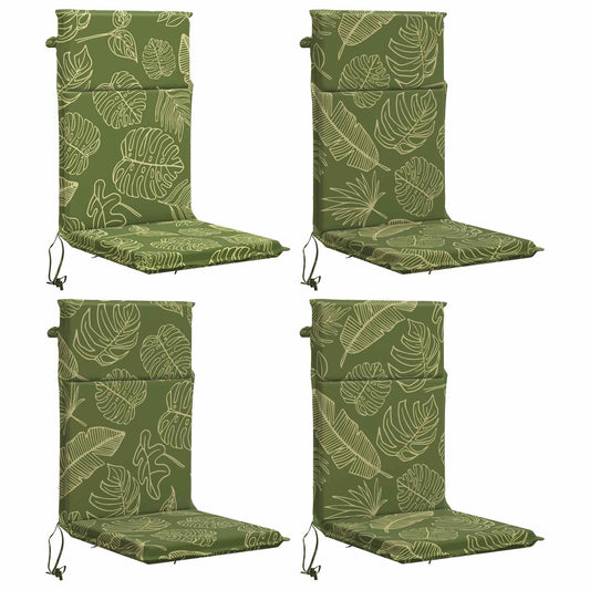 vidaXL High Back Chair Cushion GEMERT 4 pcs 100% Polyester Leaf Design 2