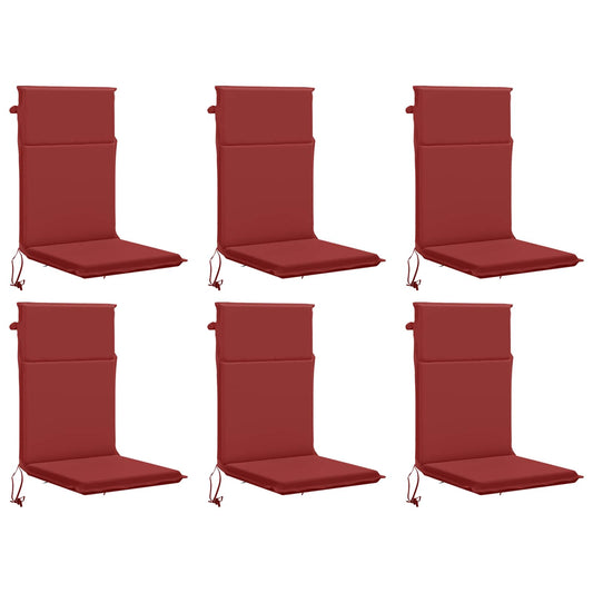 vidaXL High Back Chair Cushion GEMERT 6 pcs 100% Polyester Wine Red 2