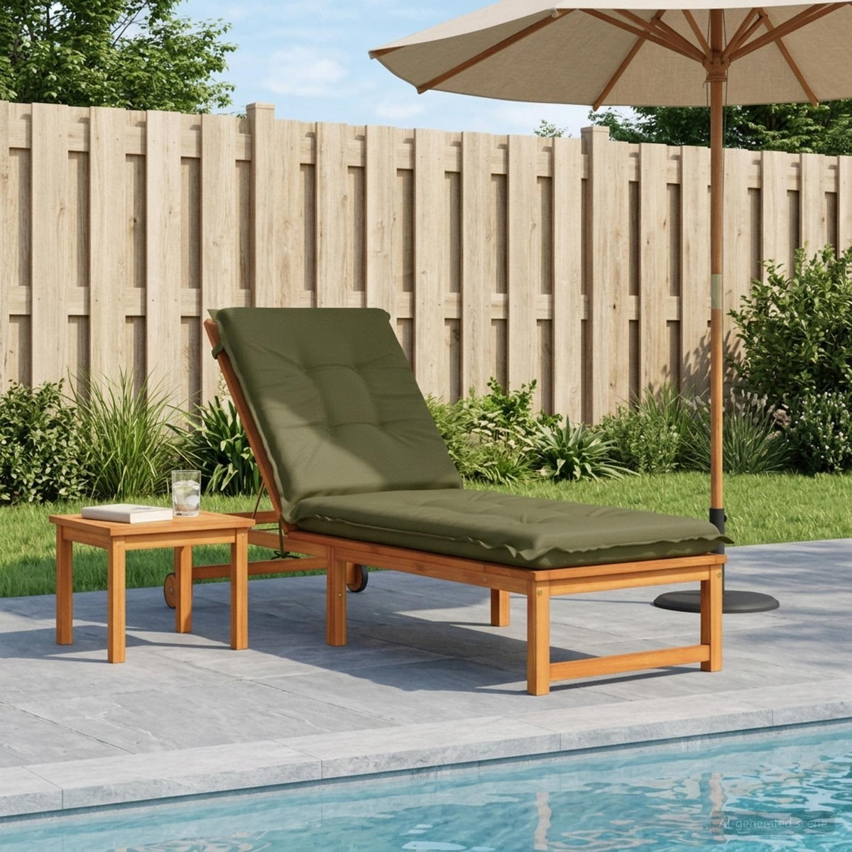 vidaXL Sunlounger Cushion GEMERT 100% Polyester Olive Green 1