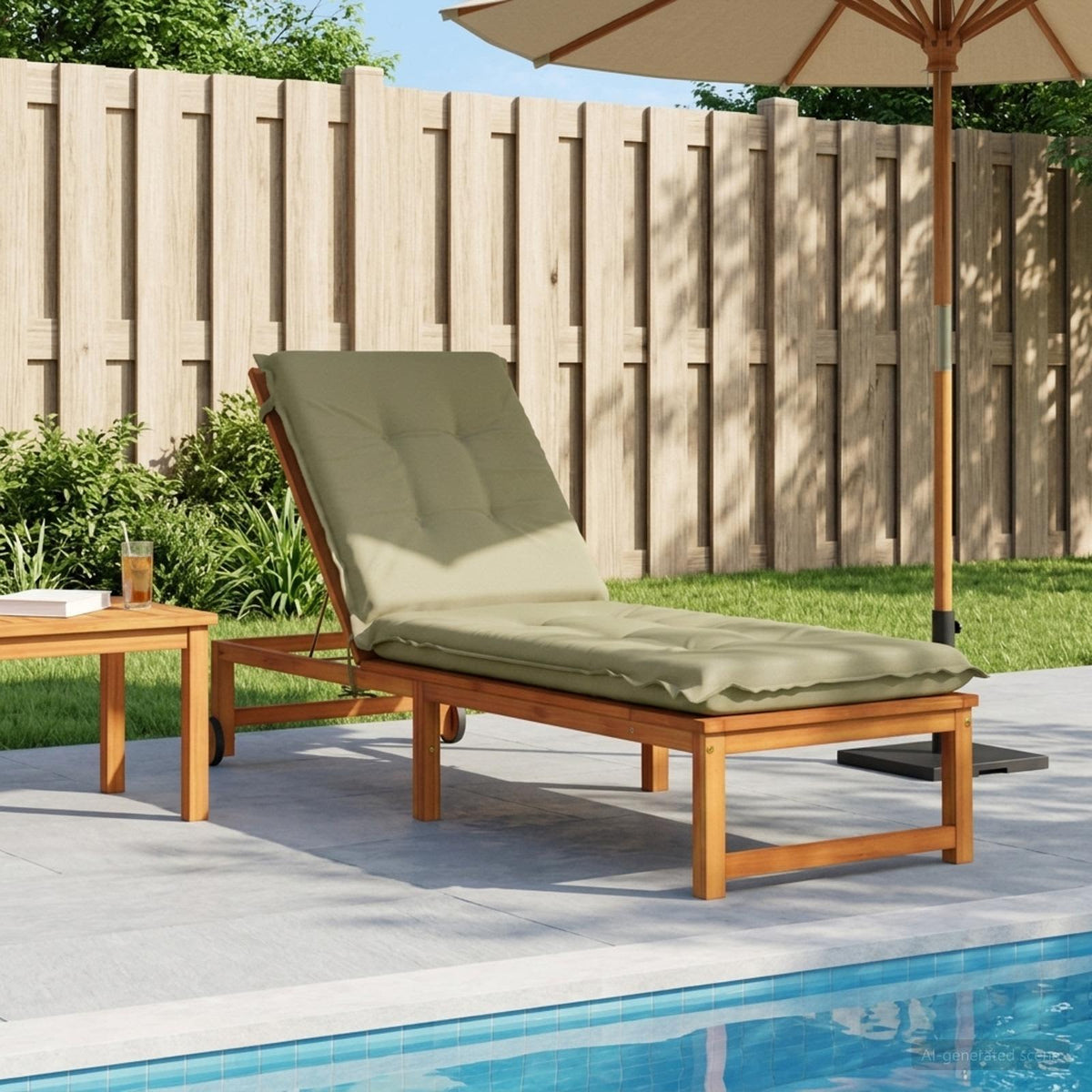 vidaXL Sunlounger Cushion GEMERT 100% Polyester Light Green 1