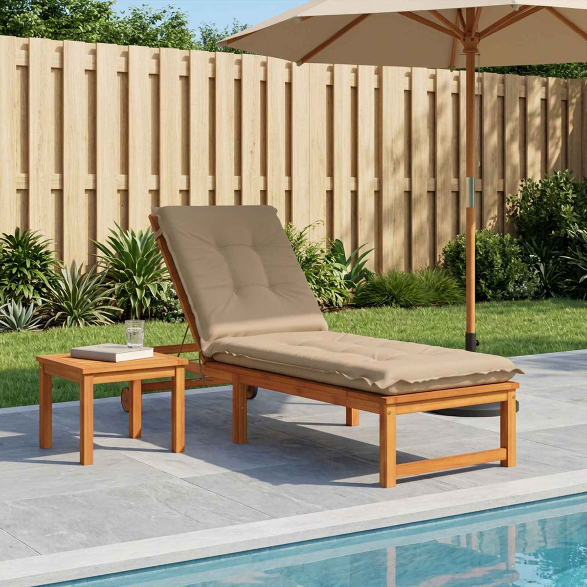 vidaXL Sunlounger Cushion GEMERT 100% Polyester Sand 190 x 60 x 9 cm 1