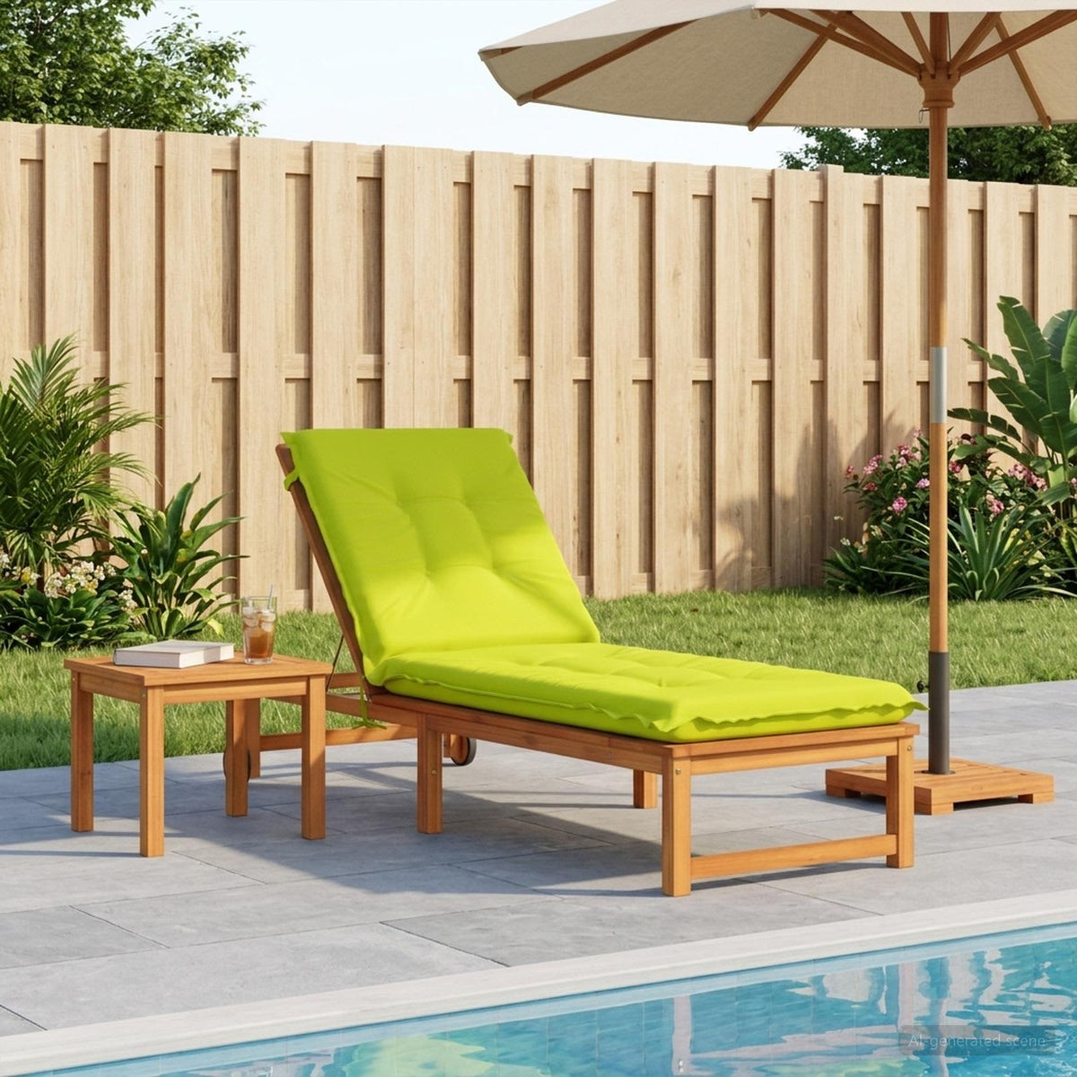 vidaXL Sunlounger Cushion GEMERT 100% Polyester Bright Green 1