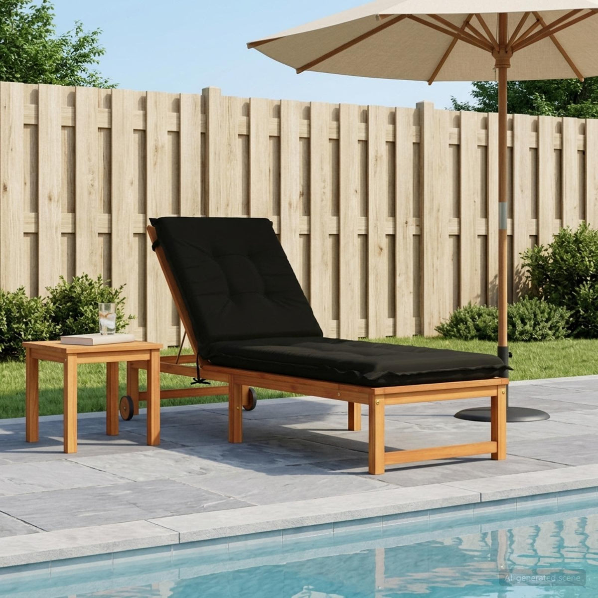 vidaXL Sunlounger Cushion GEMERT 100% Polyester Black 190 x 60 x 9 cm 1