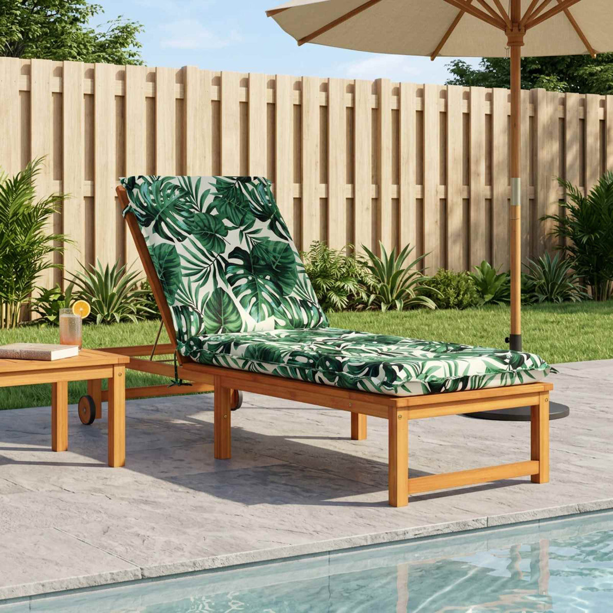 vidaXL Sunlounger Cushion GEMERT 100% Polyester Leaf Pattern 1