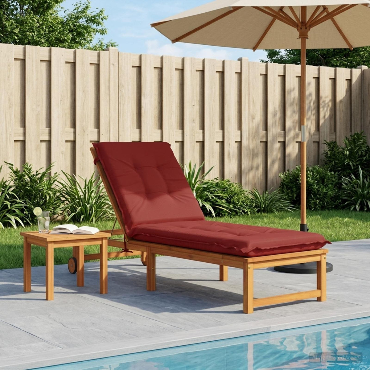 vidaXL Sunlounger Cushion GEMERT 100% Polyester Wine Red 1