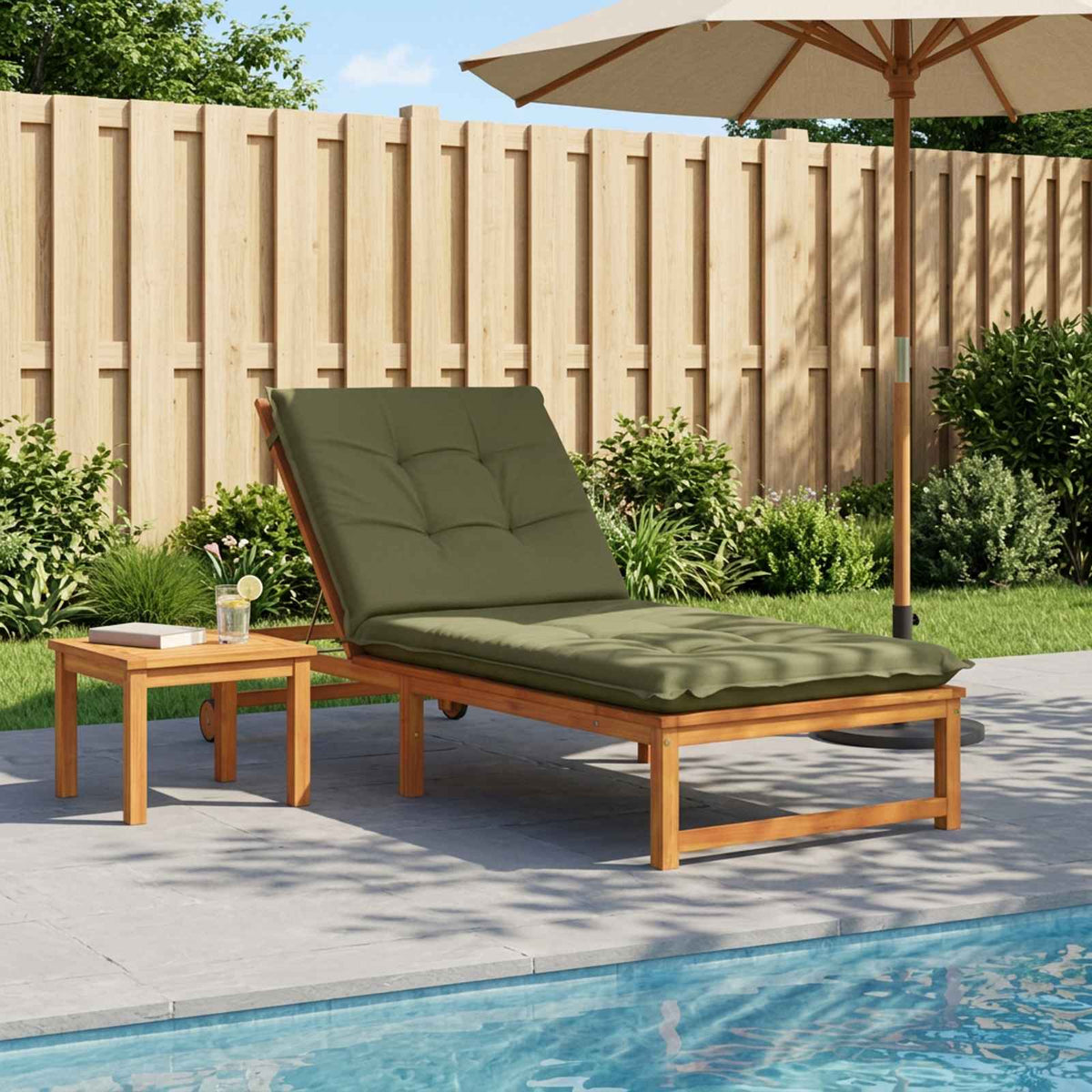 Sunlounger Cushion GEMERT 100% Polyester Melange 190 x 80 x 9 cm Olive green