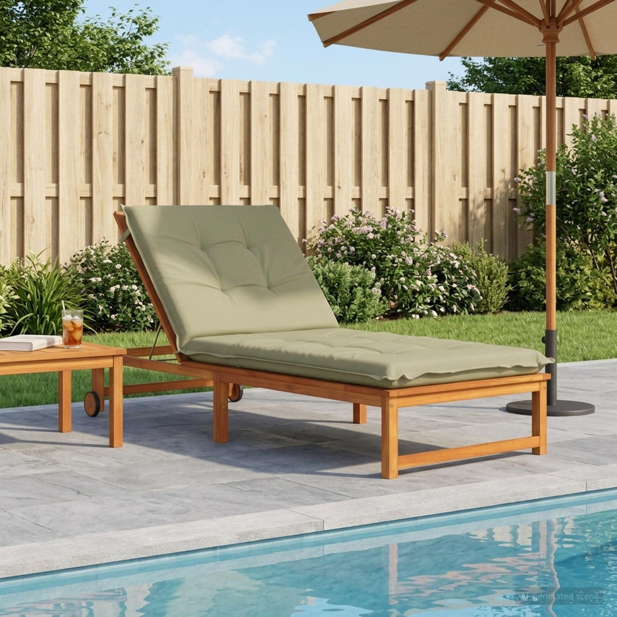 Sunlounger Cushion GEMERT 100% Polyester Melange 190 x 80 x 9 cm Light green