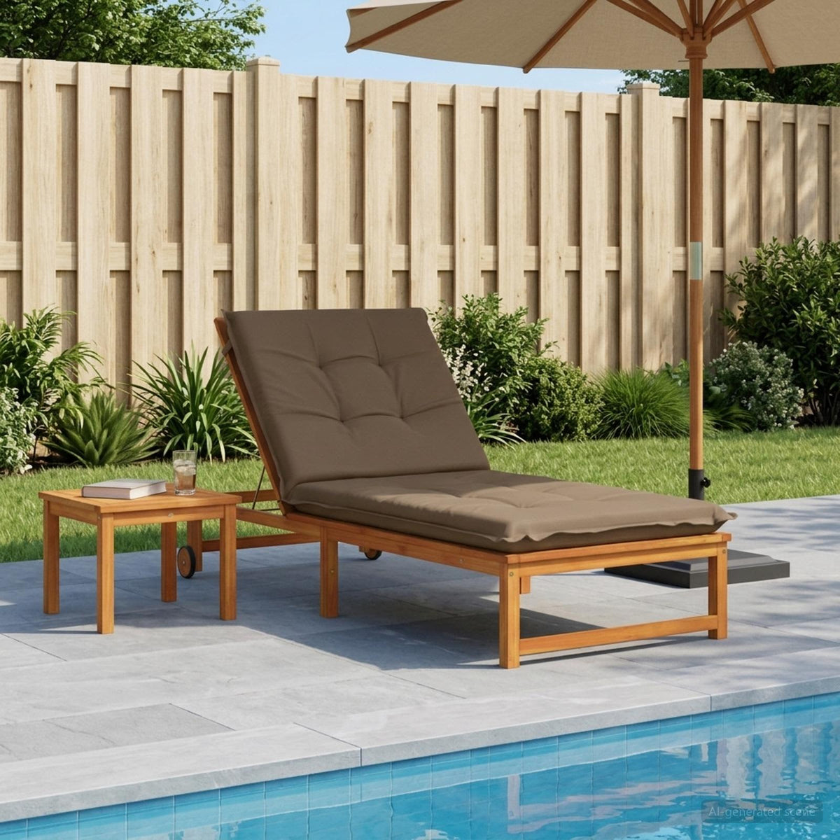 Sunlounger Cushion GEMERT 100% Polyester Melange 190 x 70 x 9 cm Taupe
