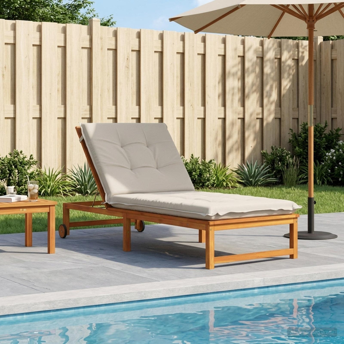 Sunlounger Cushion GEMERT 100% Polyester Melange 190 x 80 x 9 cm White