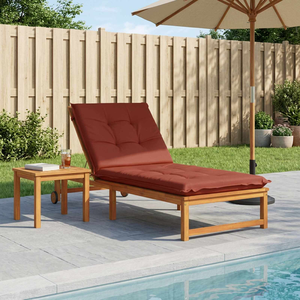 Sunlounger Cushion GEMERT 100% Polyester Melange 190 x 80 x 9 cm Red