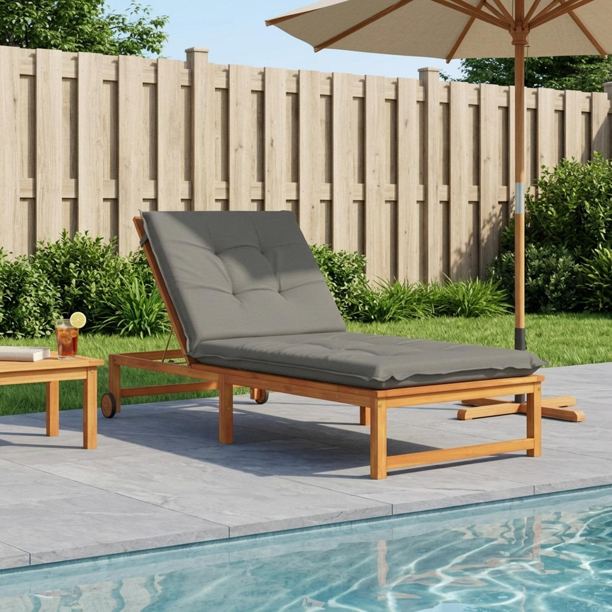Sunlounger Cushion GEMERT 100% Polyester Melange 190 x 80 x 9 cm Grey