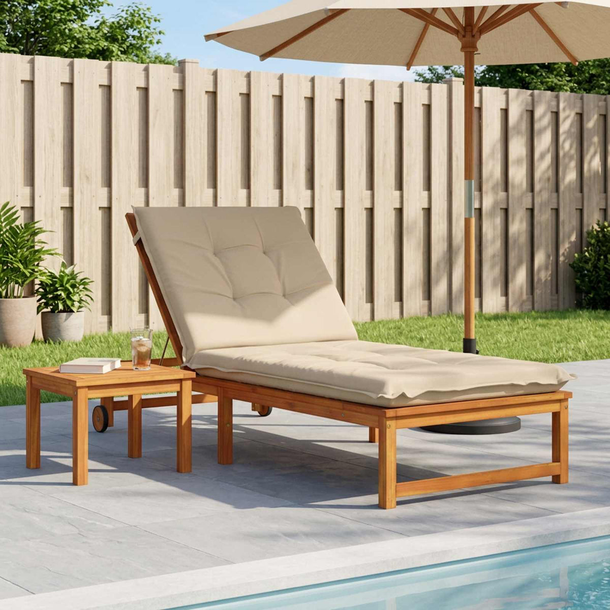 Sunlounger Cushion GEMERT 100% Polyester Melange 190 x 80 x 9 cm Cream