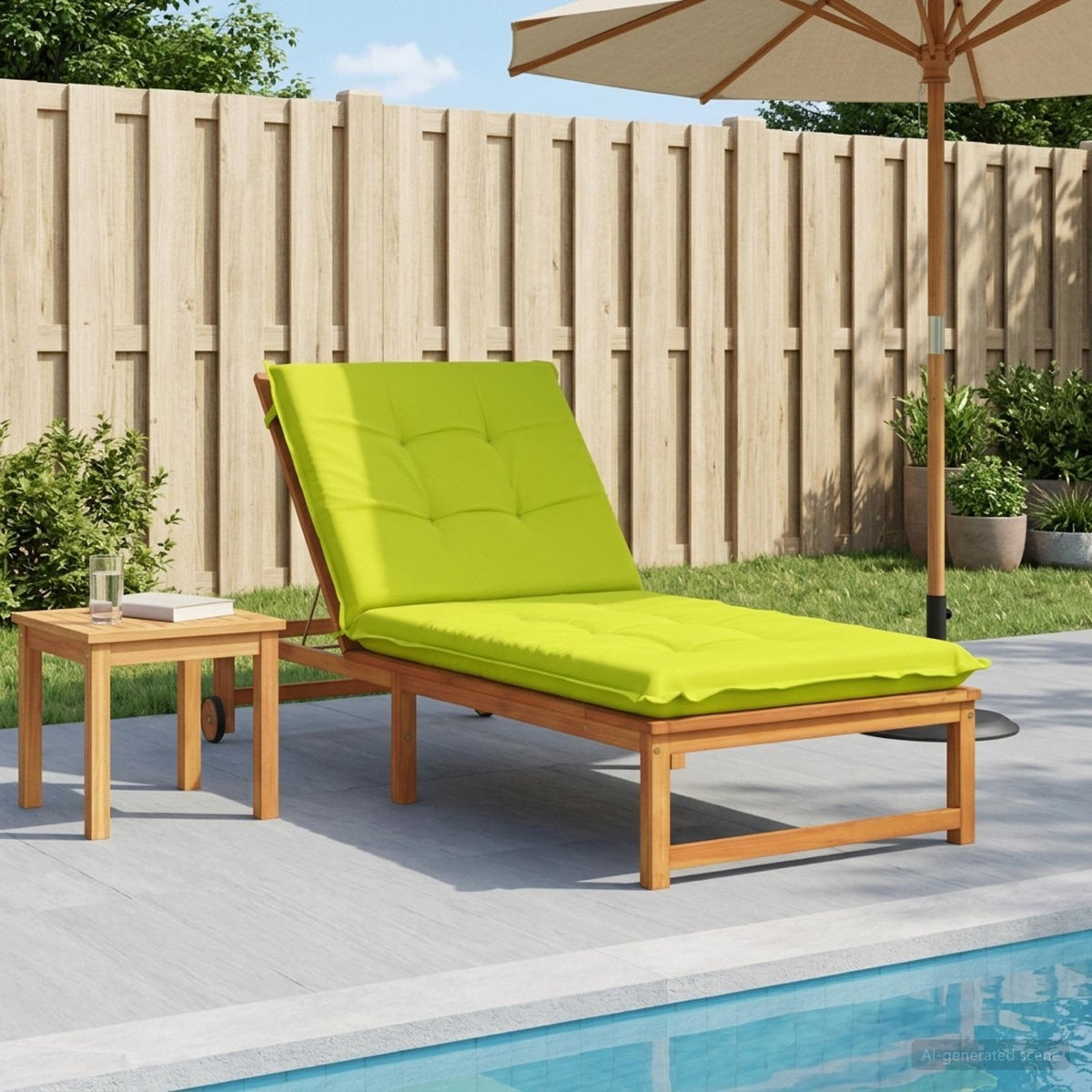 vidaXL Sunlounger Cushion GEMERT 100% Polyester Bright Green 1