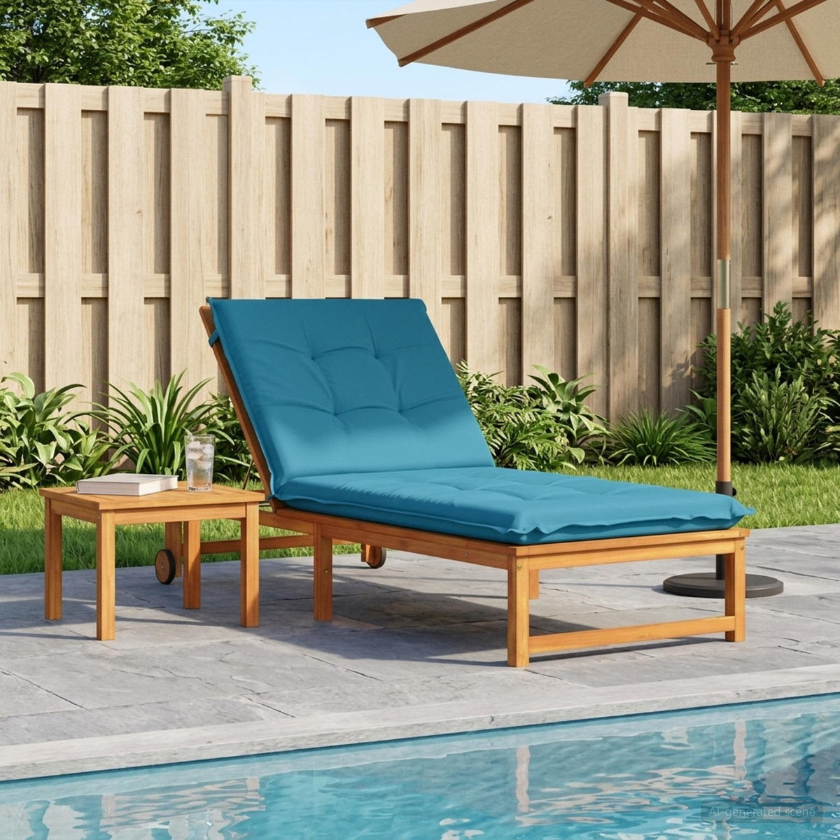 vidaXL Sunlounger Cushion GEMERT 100% Polyester Light Blue 1