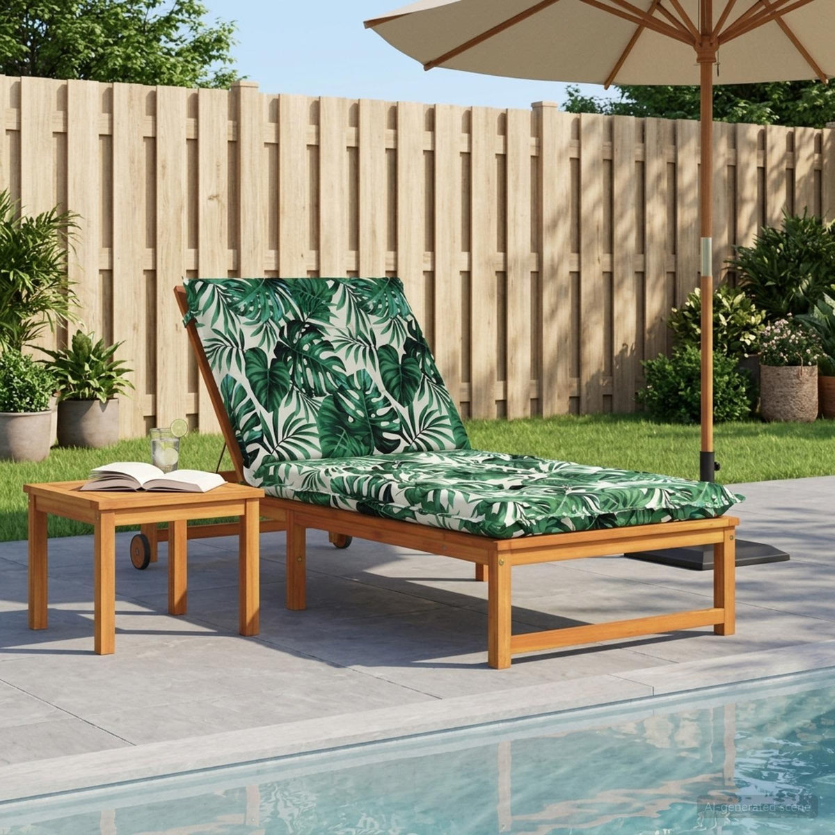 Sunlounger Cushion GEMERT Polyester 190 x 70 x 9 cm Leaf pattern